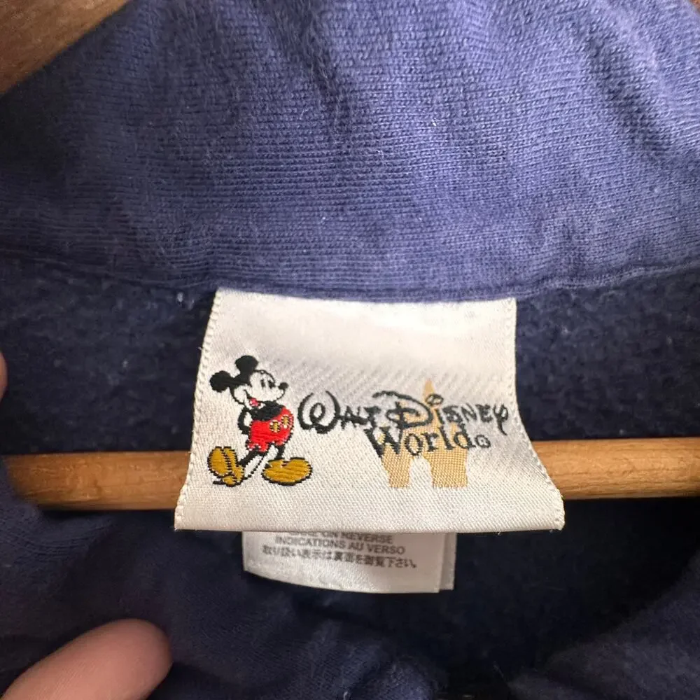 Disney World Mickey Mouse Navy Quarter‎ Zip Fleece Sweatshirt XXL Disney Parks